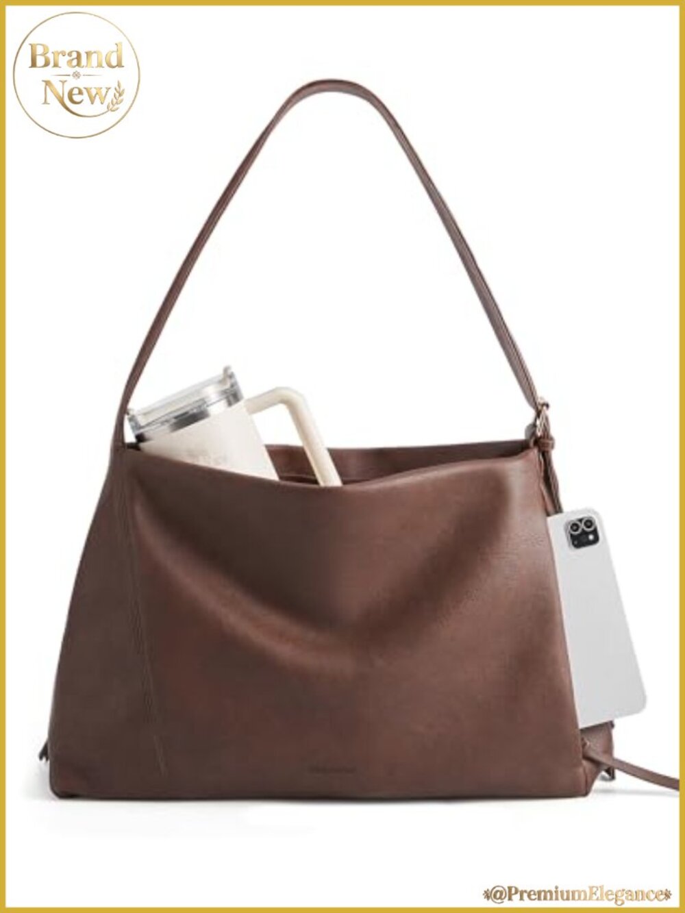 Leather Hobo Bag Women Shoulder Purse Crossbody Tote Laptop Pockets